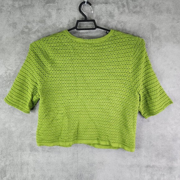 Womens Green Chicos Cardigan Sweater Short Sleeve Round Neck Size 2 (L) - Picture 8 of 11